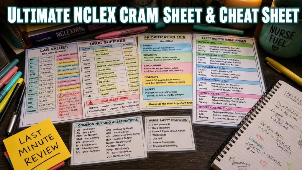 NCLEX cram sheet - Ultimate NCLEX Cram Sheet & Cheat Sheet