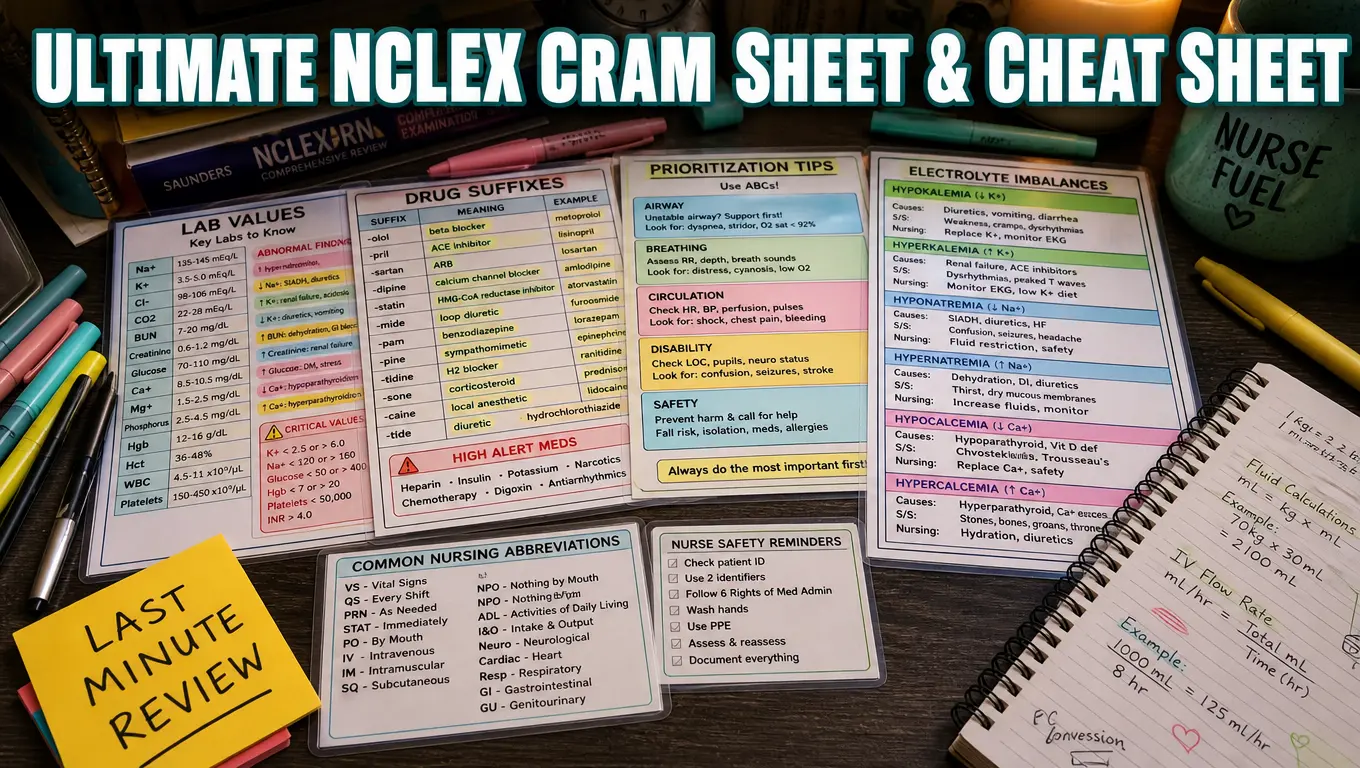 NCLEX cram sheet - Ultimate NCLEX Cram Sheet & Cheat Sheet